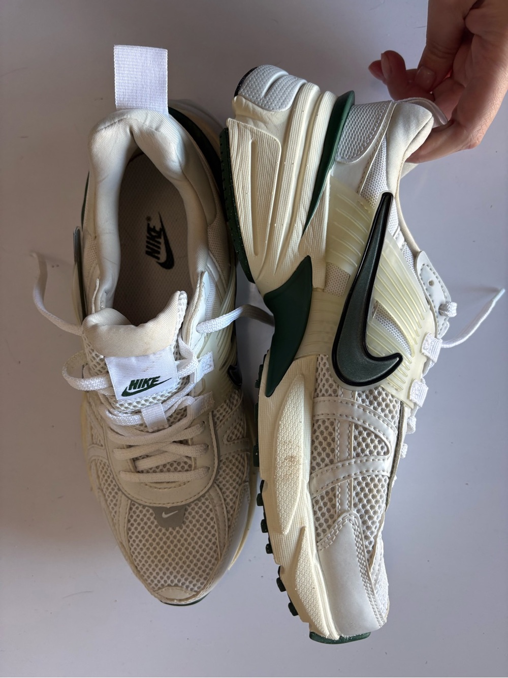 Nike Cream Mesh & Dark Green Accent Retro Runner